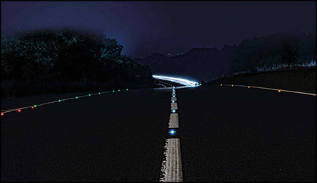 tachas reflectantes solares en las autopistas