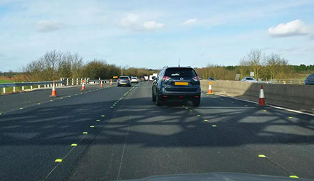 reflective road studs on motorway
