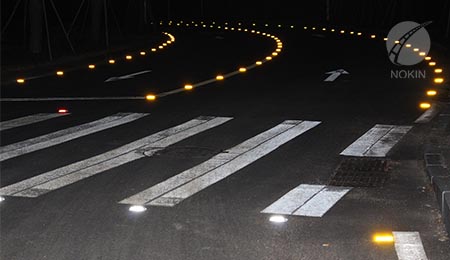 reflective road studs on motorway