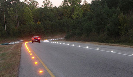 solar road stud on road