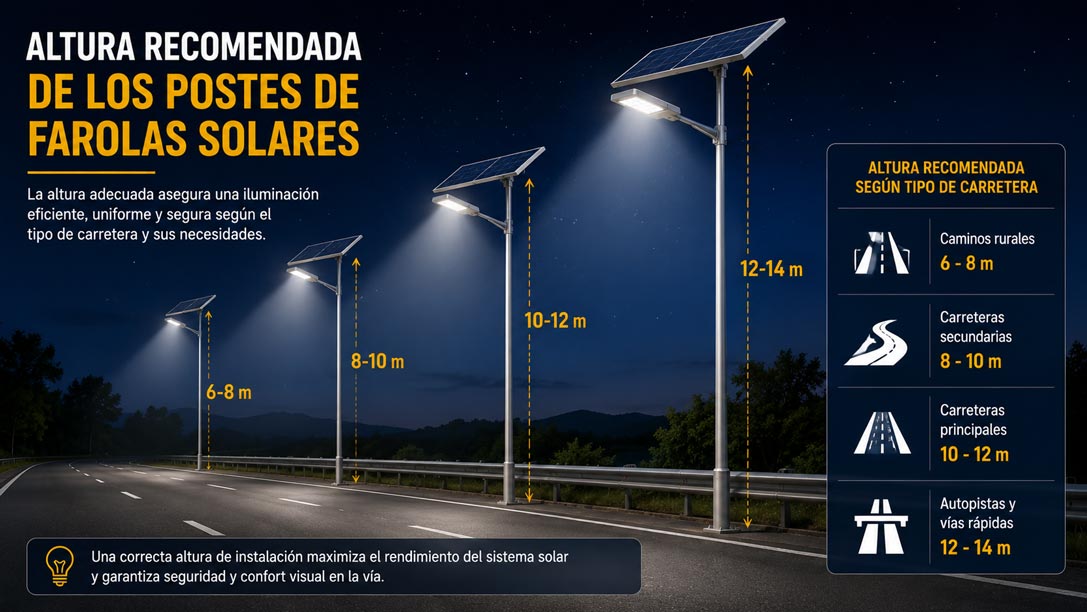 Altura Recomendada de los Postes de Farolas Solares