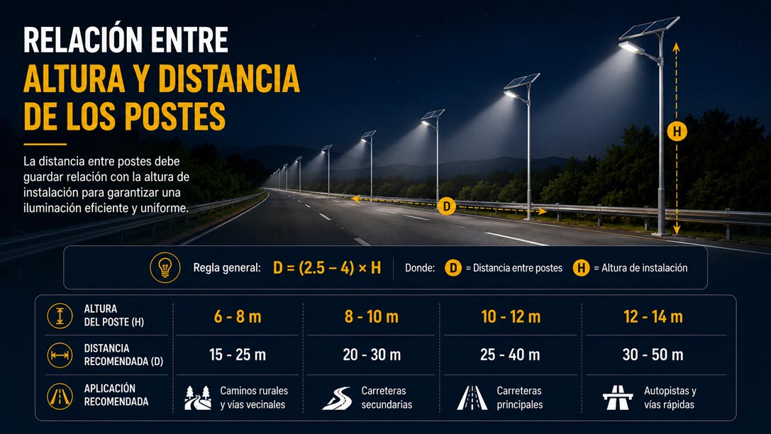 Relación entre Altura y Distancia de los Postes